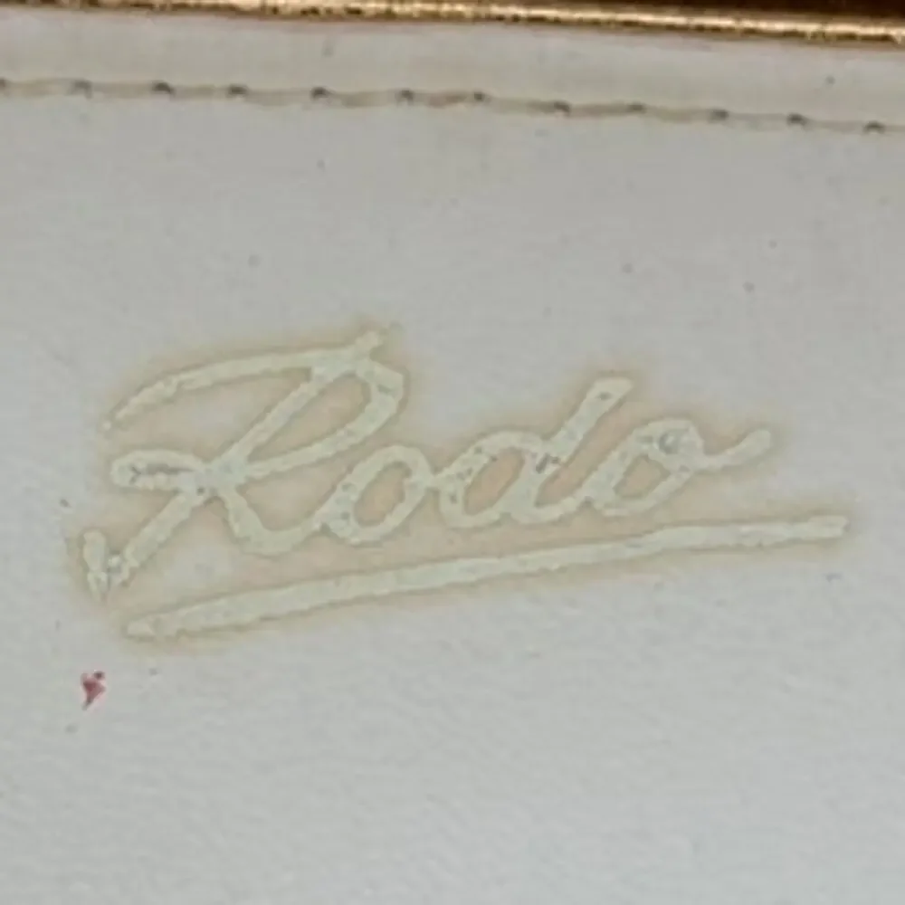 Rodo Italy Woven Cane Leather Box Clutch Ivory Gold Tone Vintage Bag